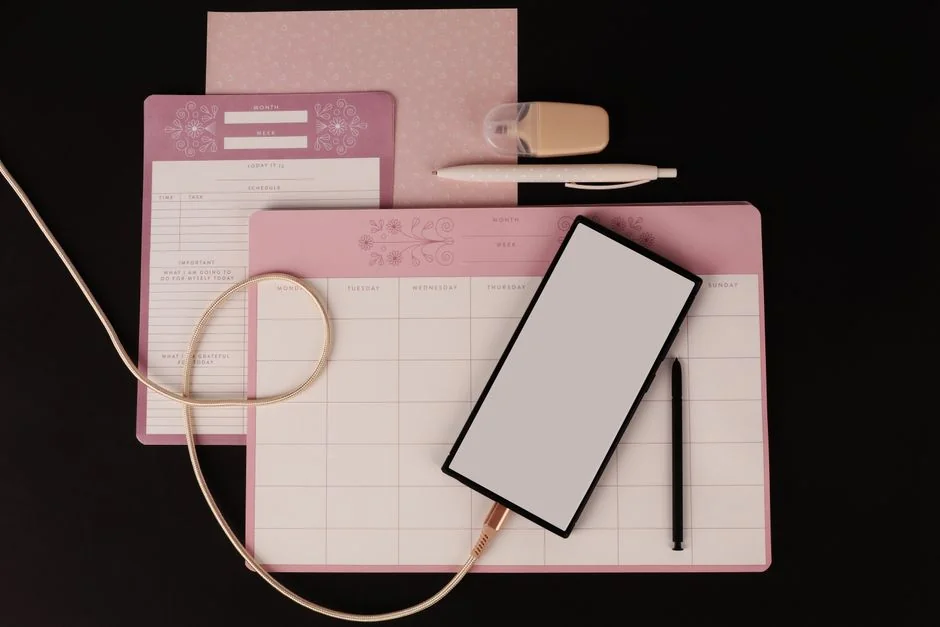services-04 Gros plan sur un ordinateur portable et une tablette posés sur un bureau en bois, mettant en avant la technologie moderne.